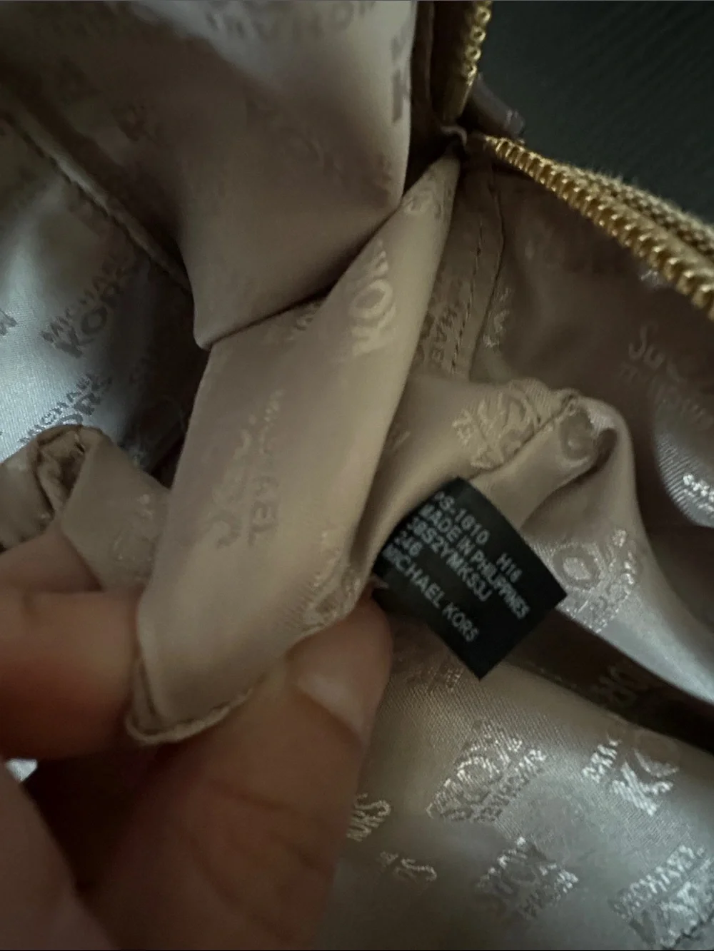 Michael Kors Beige & Brown MK Logo Satchel